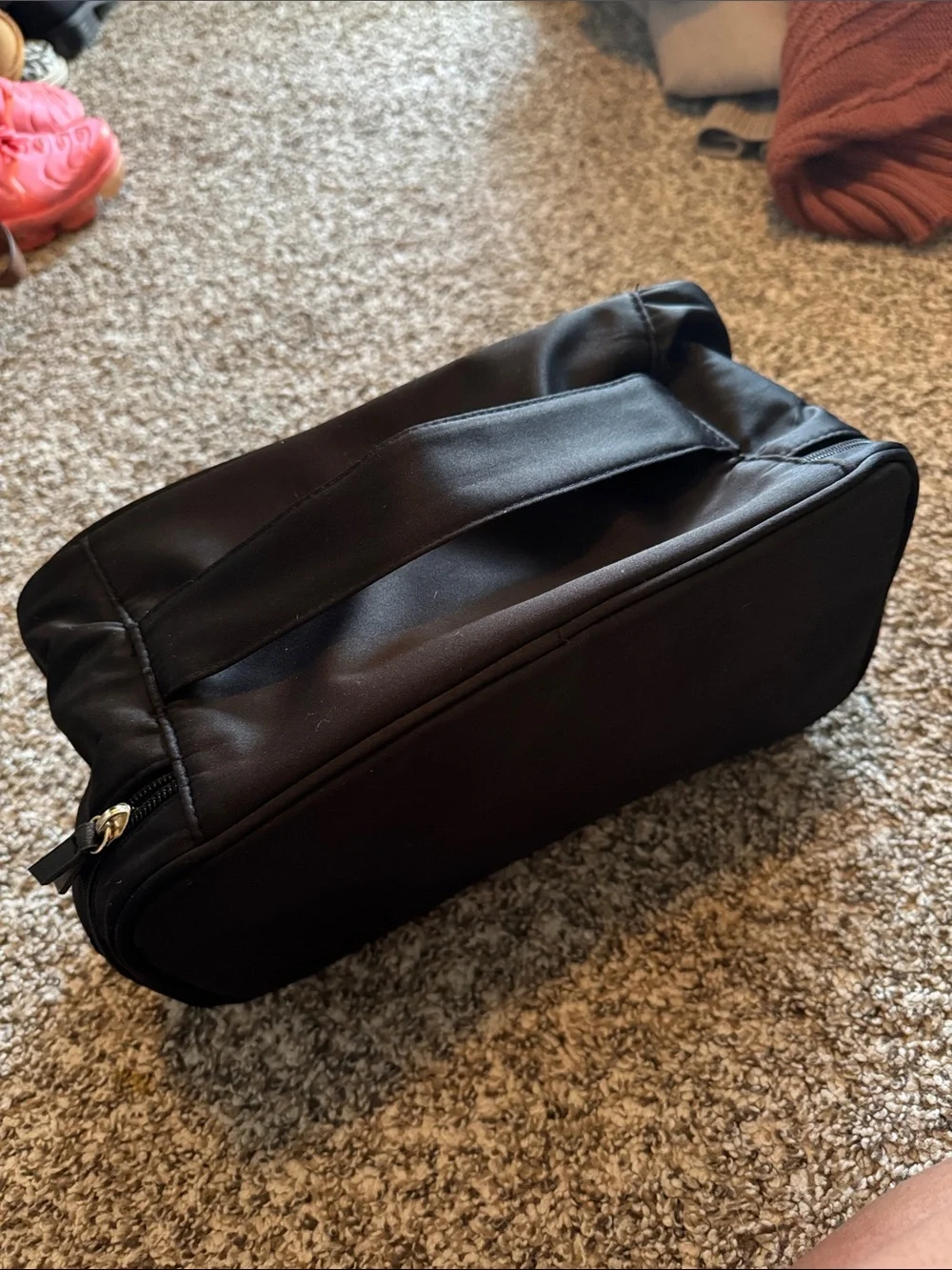 Black Men's Travel Dopp Kit with Gold Accent